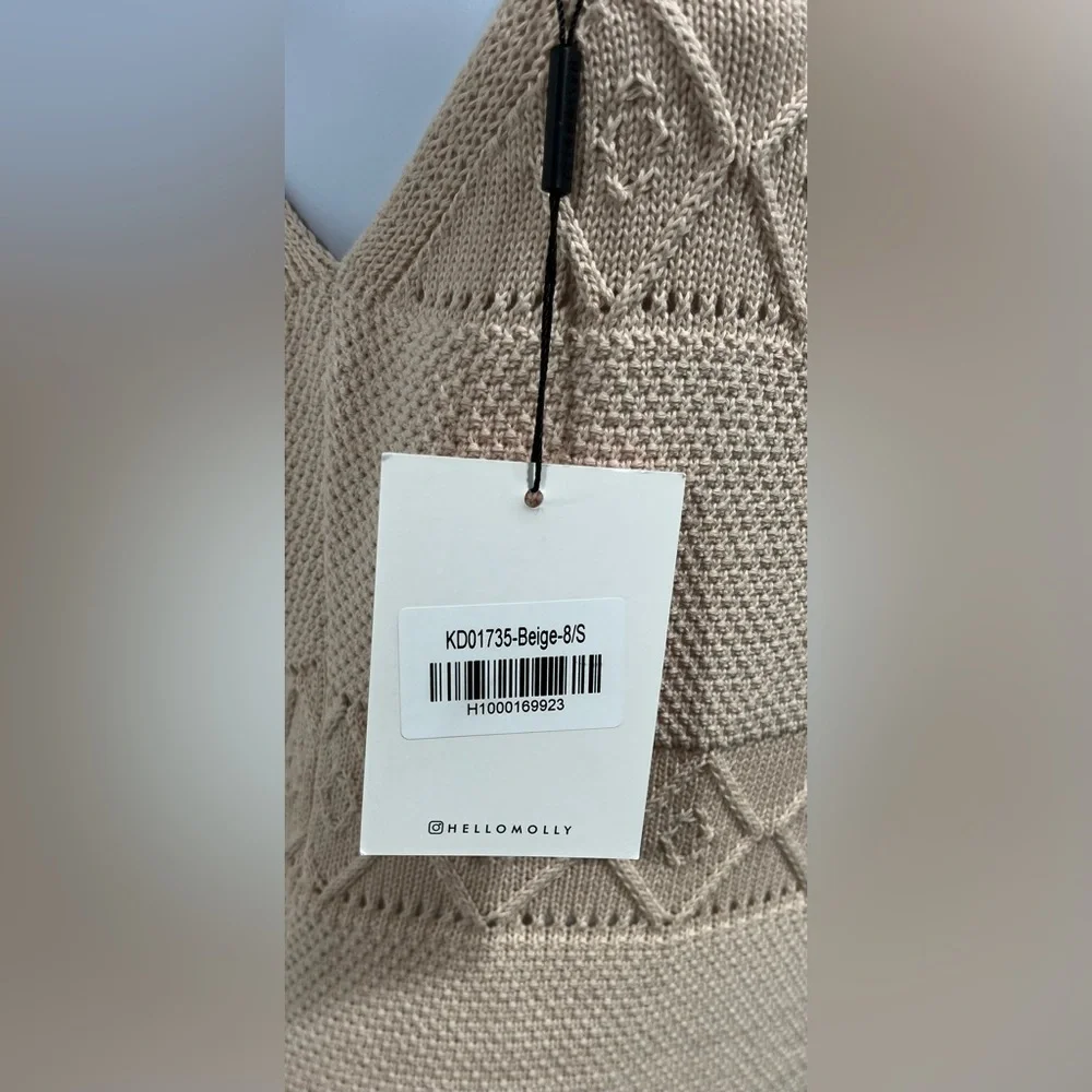 HELLO MOLLY VENUS RETROGRADE KNIT DRESS‎ BEIGE Size 4 New With Tags
